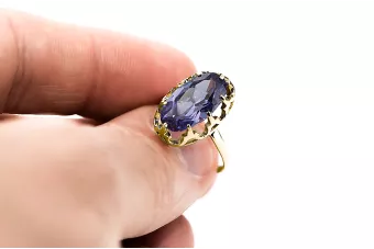 الكساندريت 14 كارت من الذهب الأصفر خاتم فينتاج vrc253y